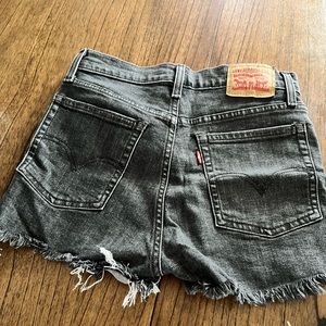 Levi’s Destroyed High Rise CutOff Denim Black Jean Shorts